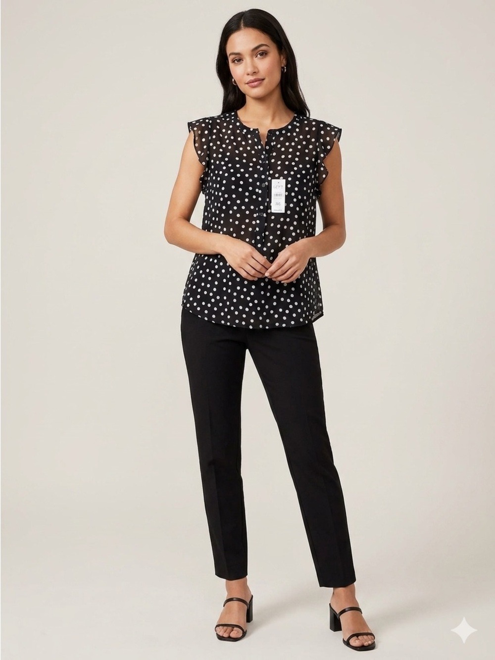 48.LOFT Black and White Polka Dot Sleeveless Blouse